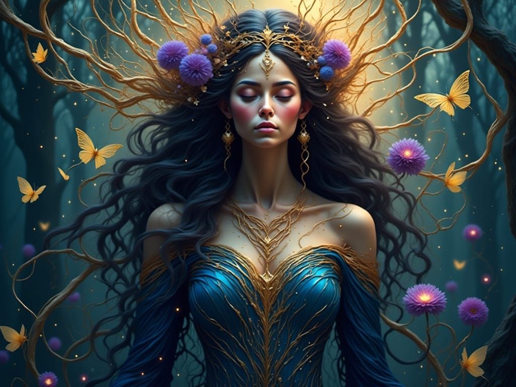 Mystic woman in forest