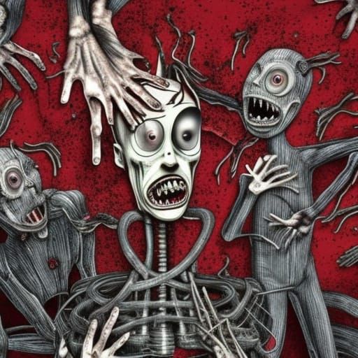 Disturbing Horror Image in Synthwave Neon Style