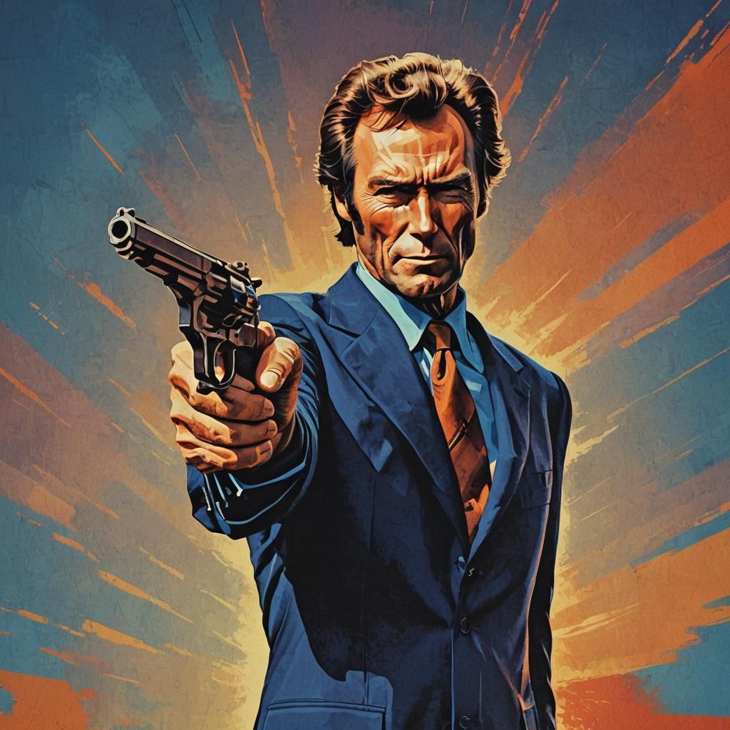 Clint Eastwood as Dirty Harry in Pop Art Style