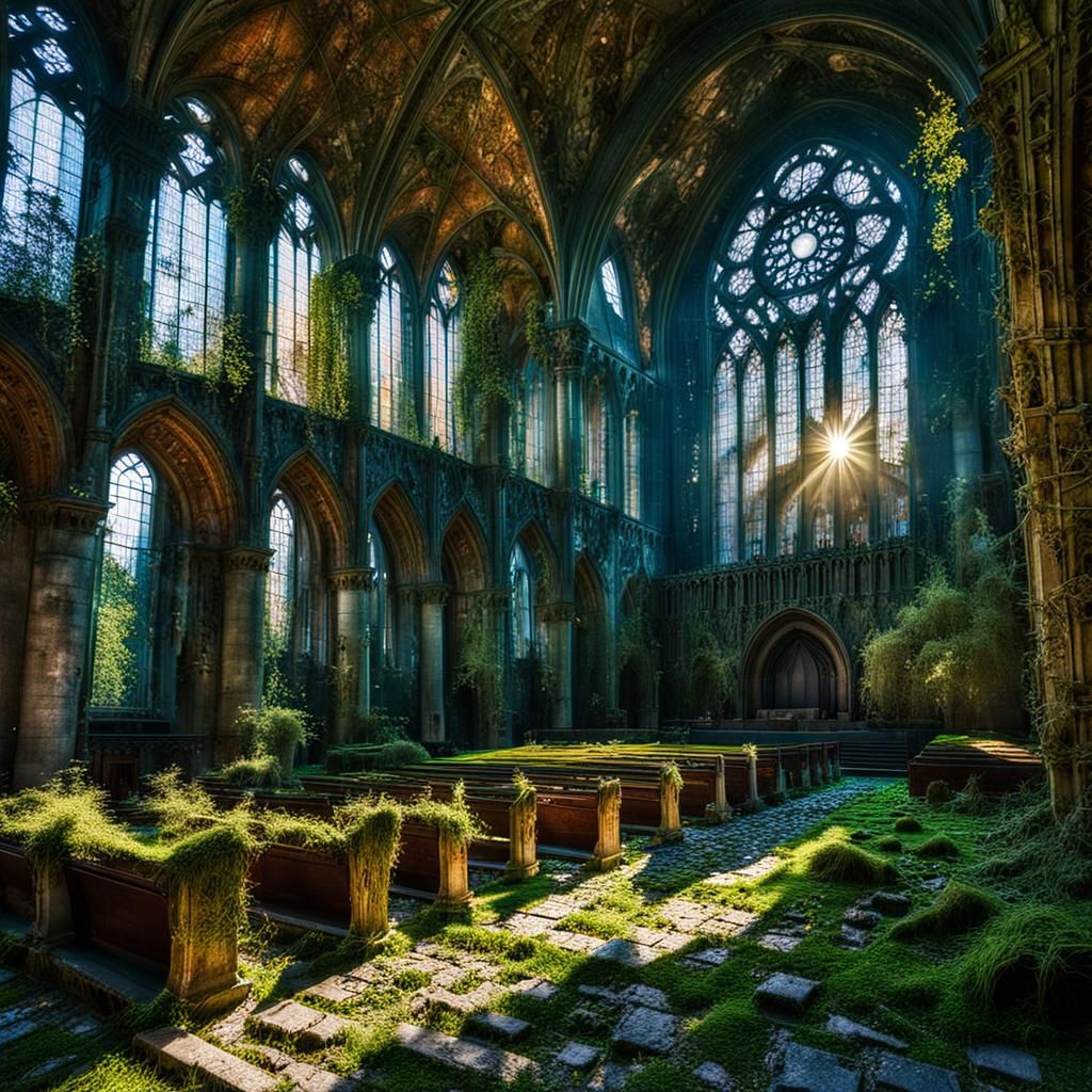 Cathedral Ruins Reclaimed: A Cinematic Architectural Vision