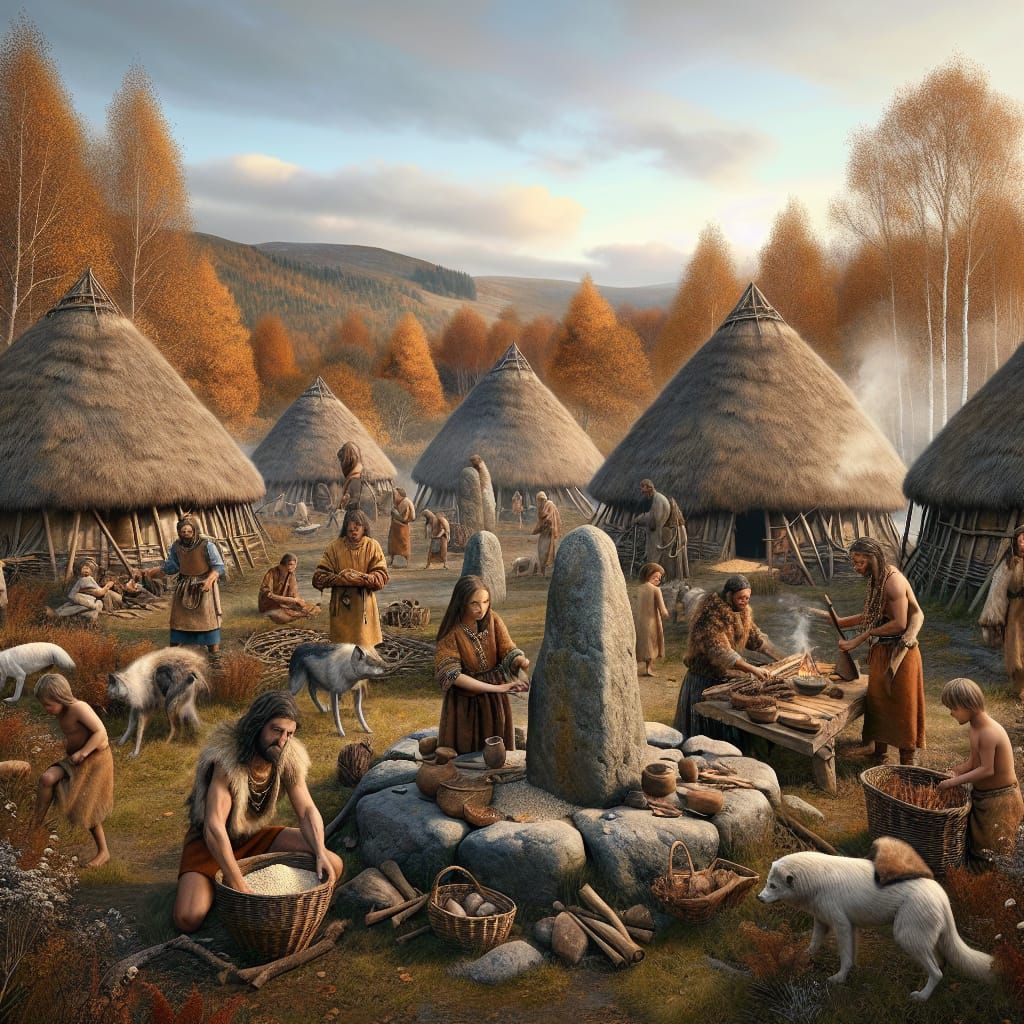 Ancient Autumn Village Life in a Primal Landscape