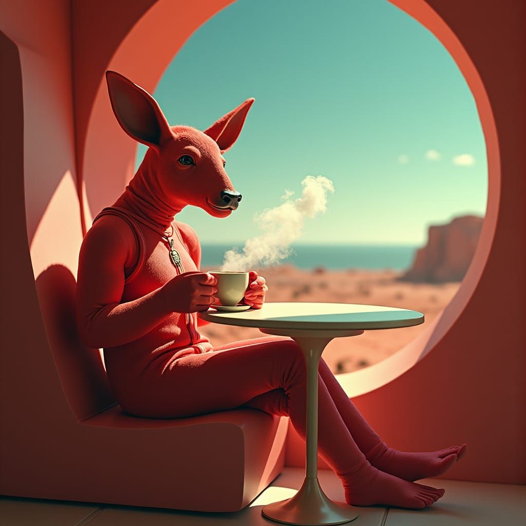 Capybara Astronaut Sipping Coffee on Mars