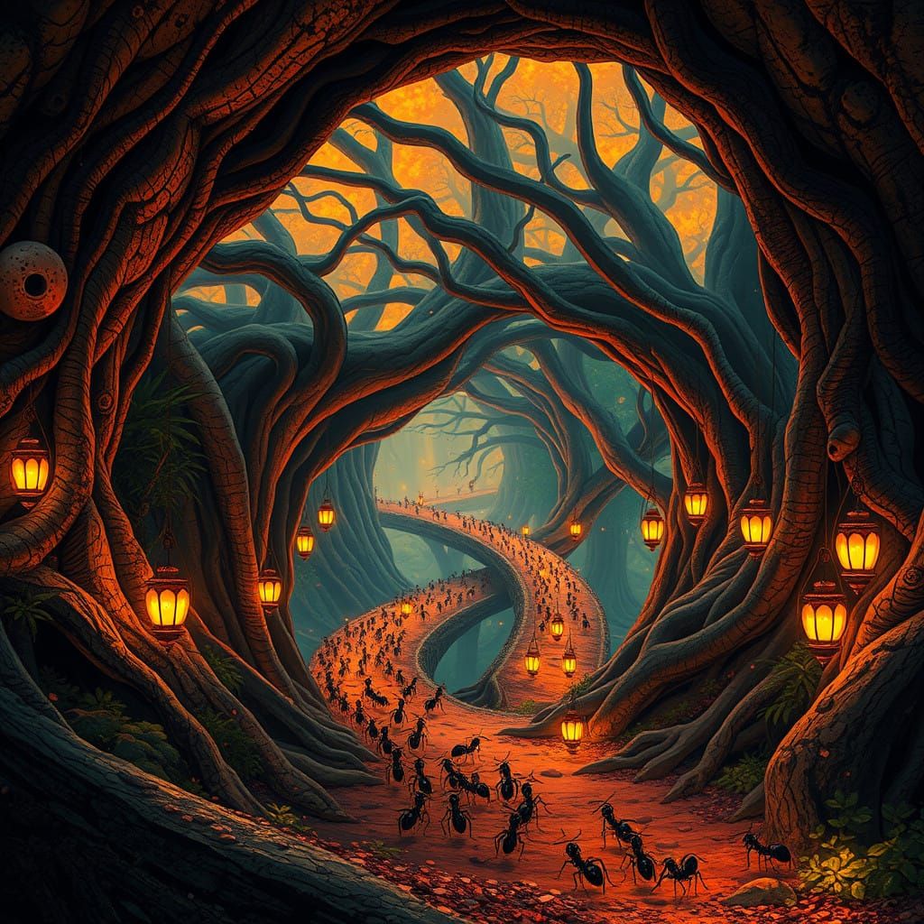 Subterranean Rizomas Teeming with Life and Vibrant Light