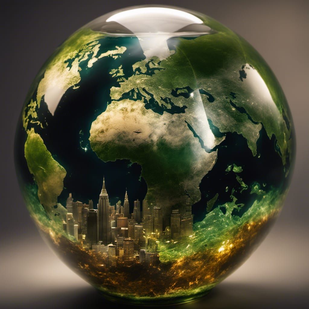 Steampunk Earth in Polluted Sphere, Photorealistic