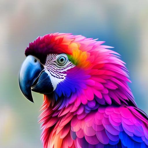 Magenta Ara Parrot: Abstract Digital Art