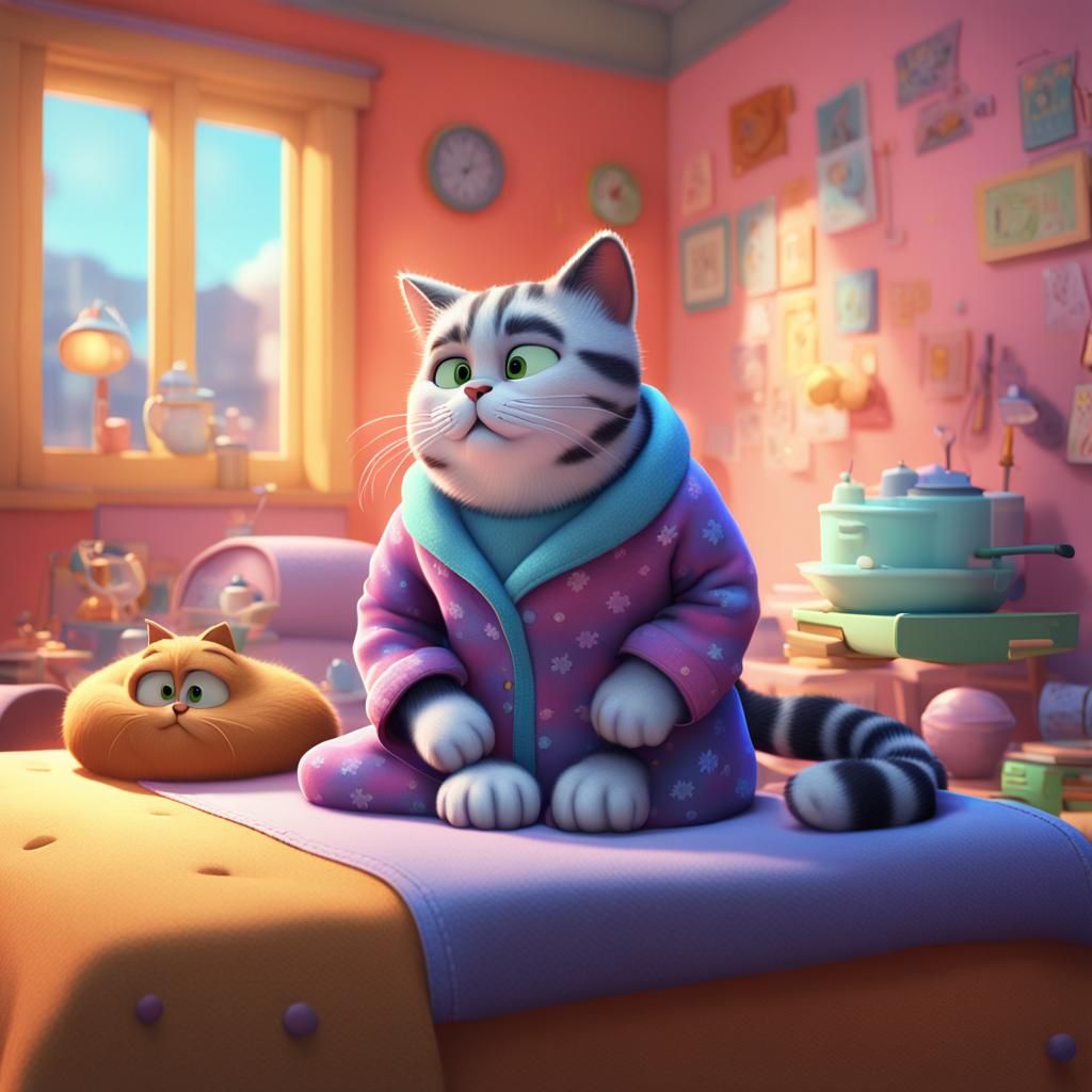 Cat's Pyjamas: Pixar-Style 3D Digital Art