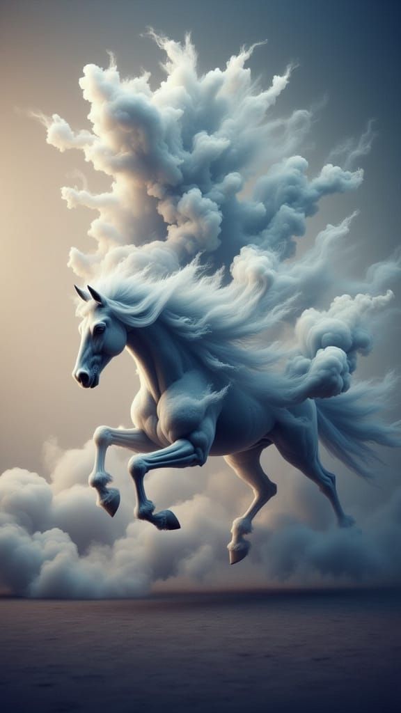 Galloping Cloud Horse with Smokey Effect