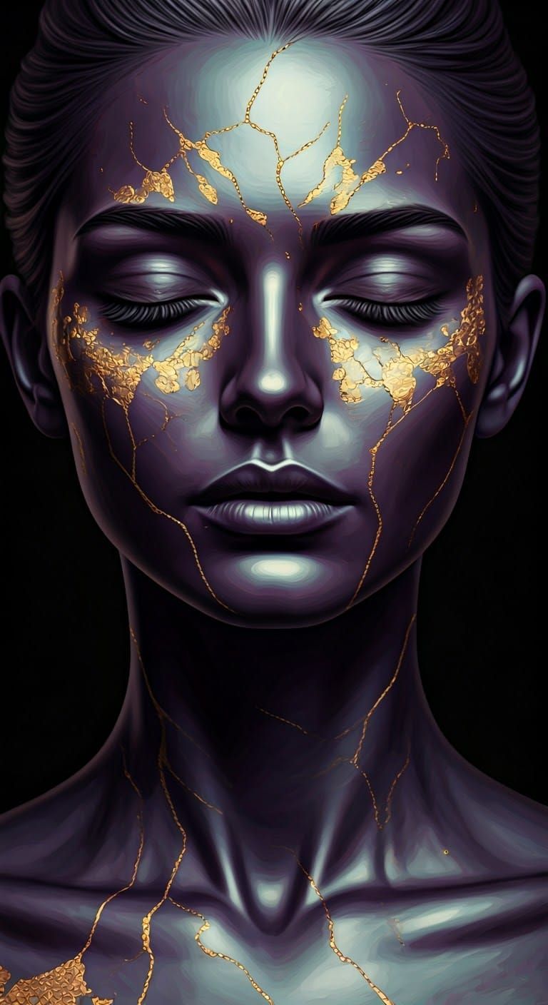 Ethereal Woman in Purple and Gold