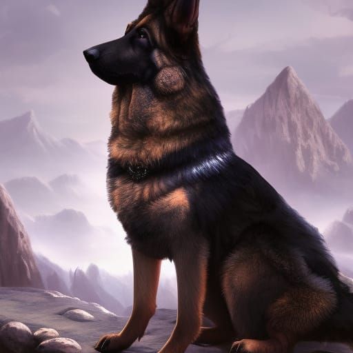German Shepherd as Human in Detailed Digital Art