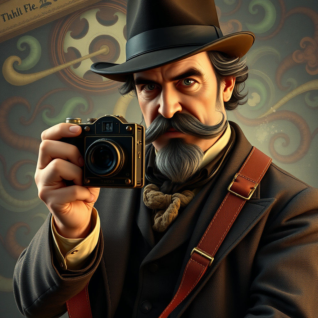 Vintage Gentleman Snaps Photo in Dreamlike Setting