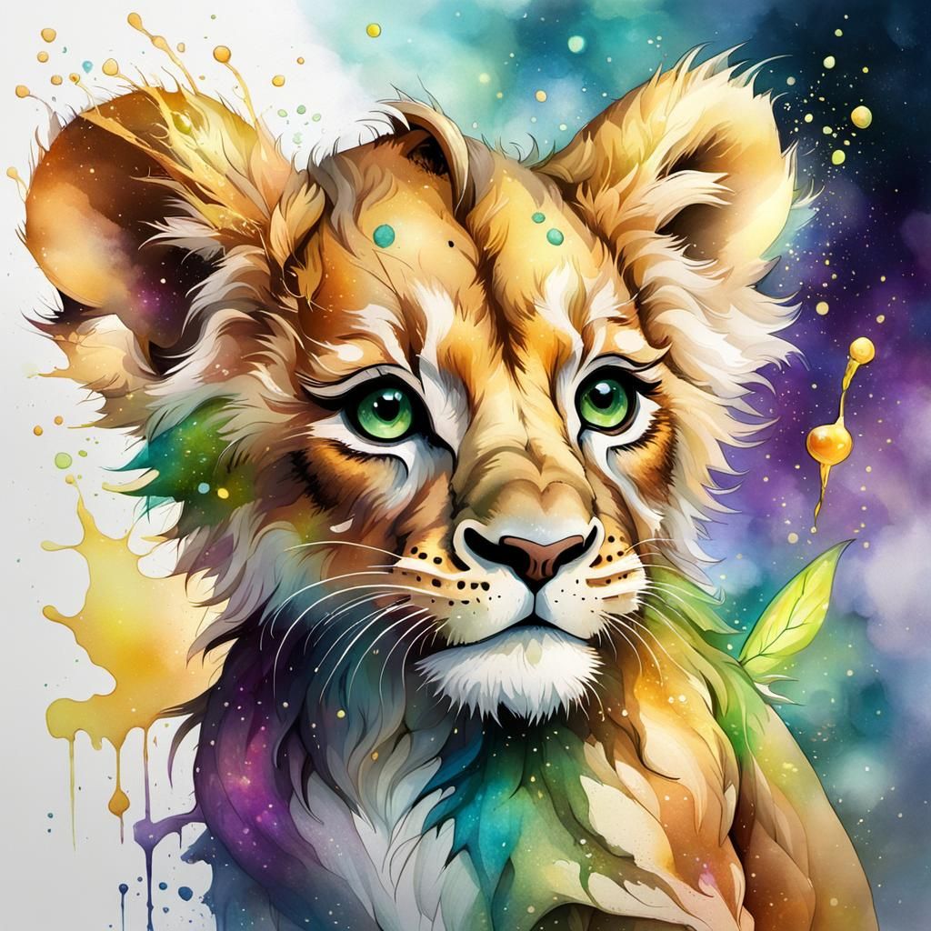 Lion Cub in Tinkerbell Costume: Ethereal Fantasy