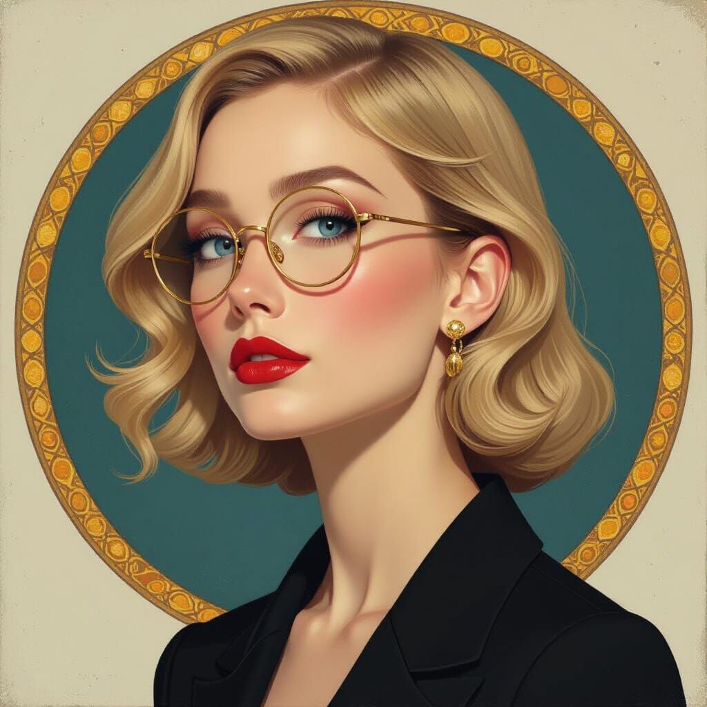 Art Deco Portrait of a Blond Woman