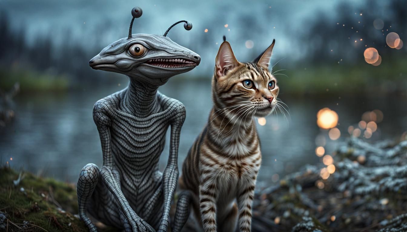 Alien People and Pets in Dreamy Light