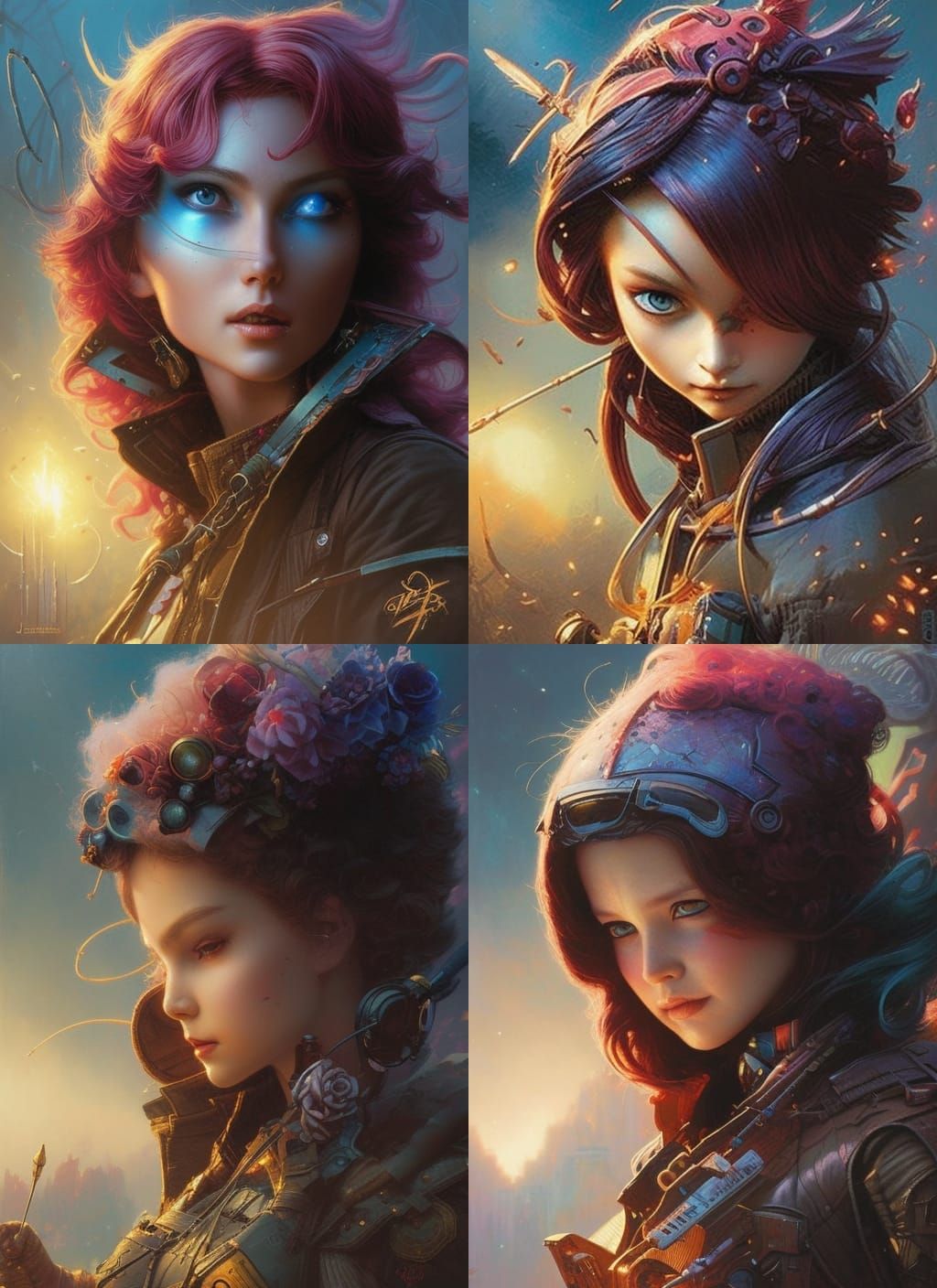 Crayon Caricature of a Cracked Doll Girl