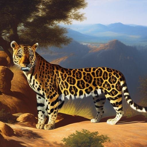 Detailed Leopard Portrait in Surrealist Style