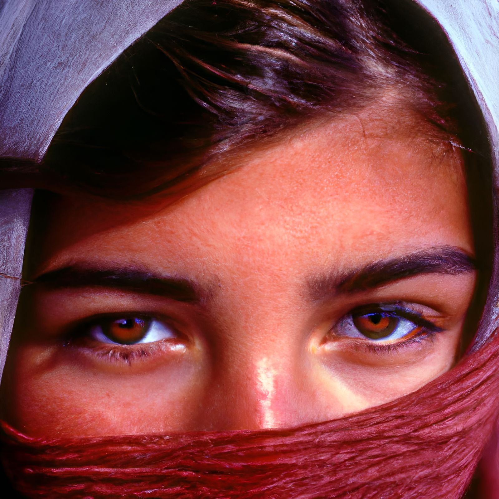 Striking Portrait of Afghan Woman in Kodachrome Style