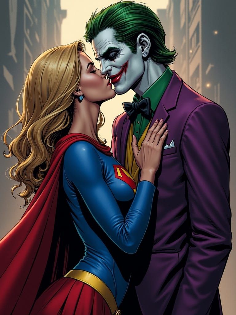 Supergirl and Joker Kiss, Comic Book Cover