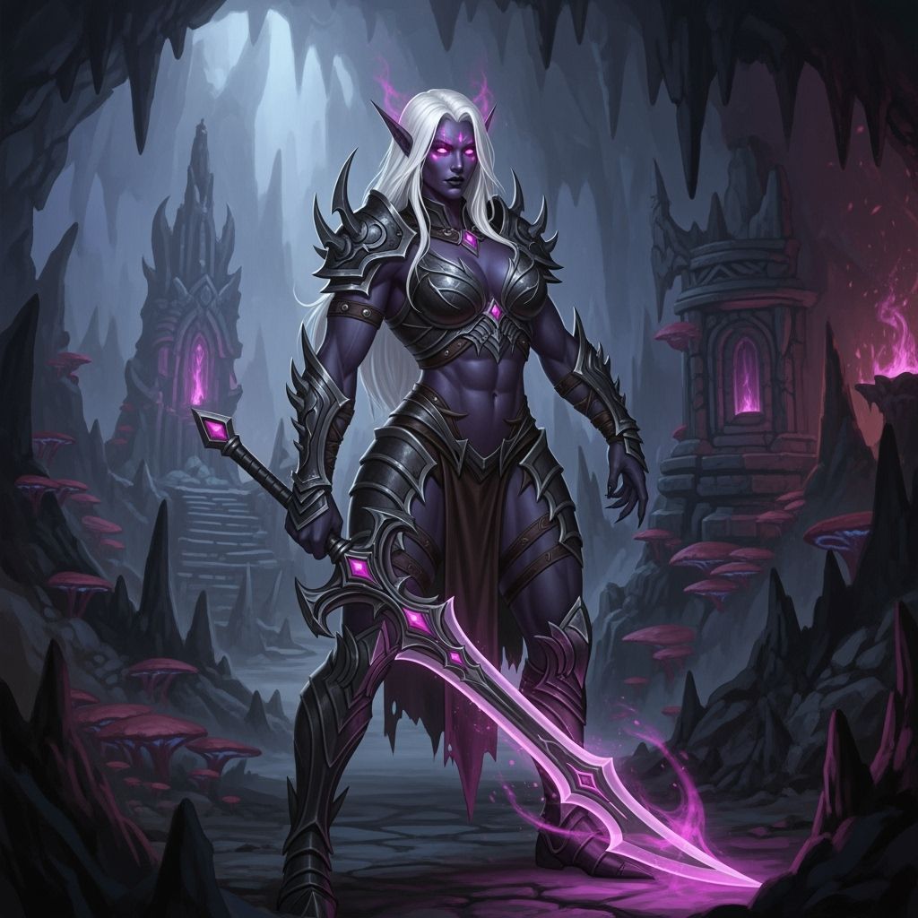 Drow Warrior: Dark Fantasy Concept Art in 8k
