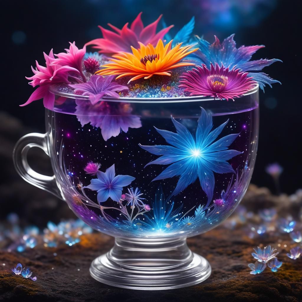 Flowers in Crystal Cup: a Shimmering Fantasy