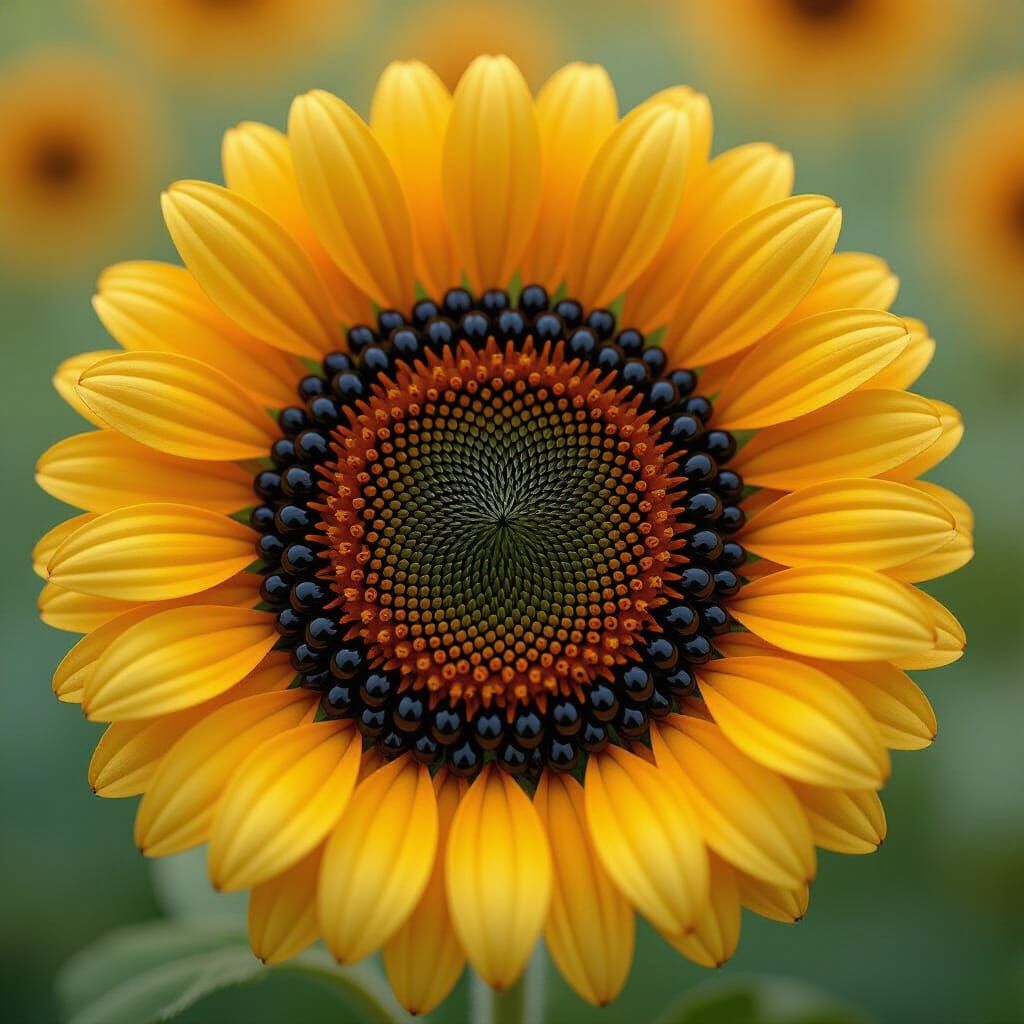 Beaded Sunflower in a Stylized Art Style