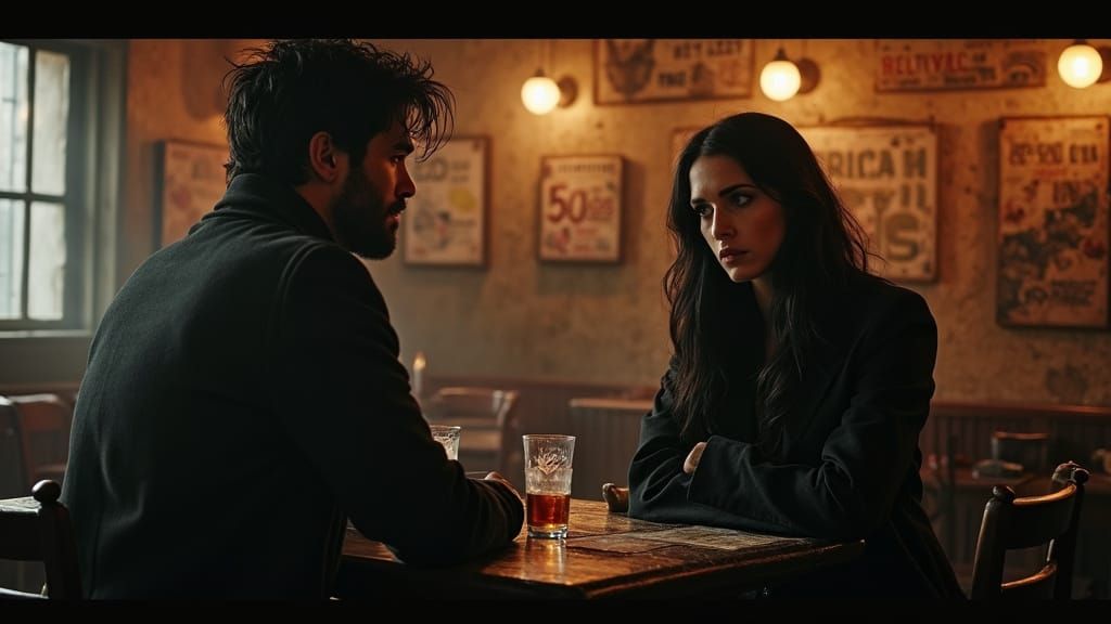 Moody Bar Scene in a Film Noir Aesthetic