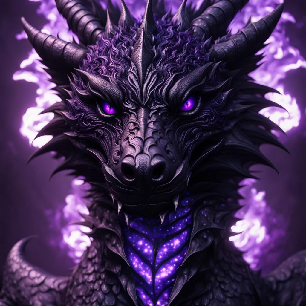 Gothic Dragon Bear with Electric Eyes in Dark Ink