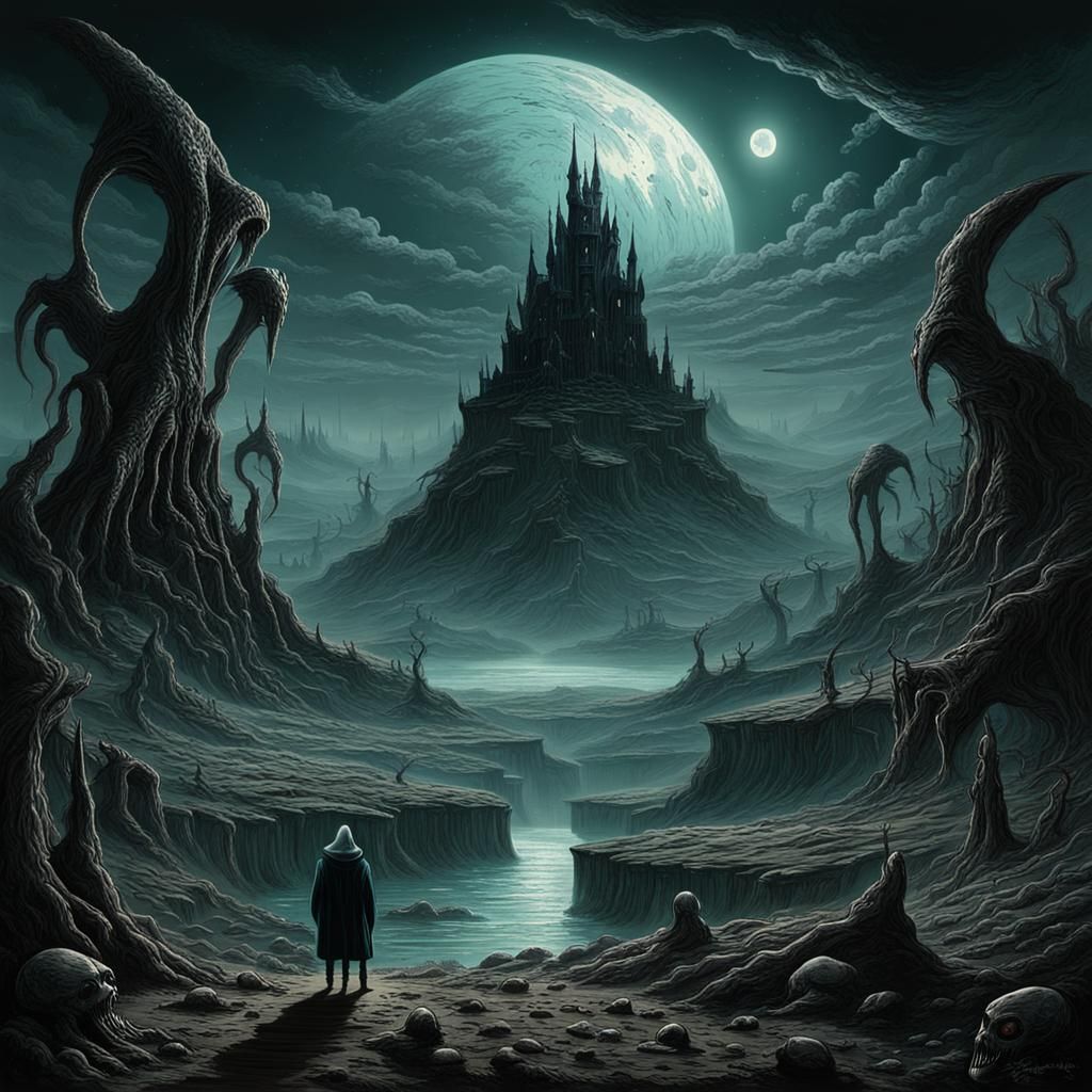 Eerie Alien Landscape in Dark Fantasy Style
