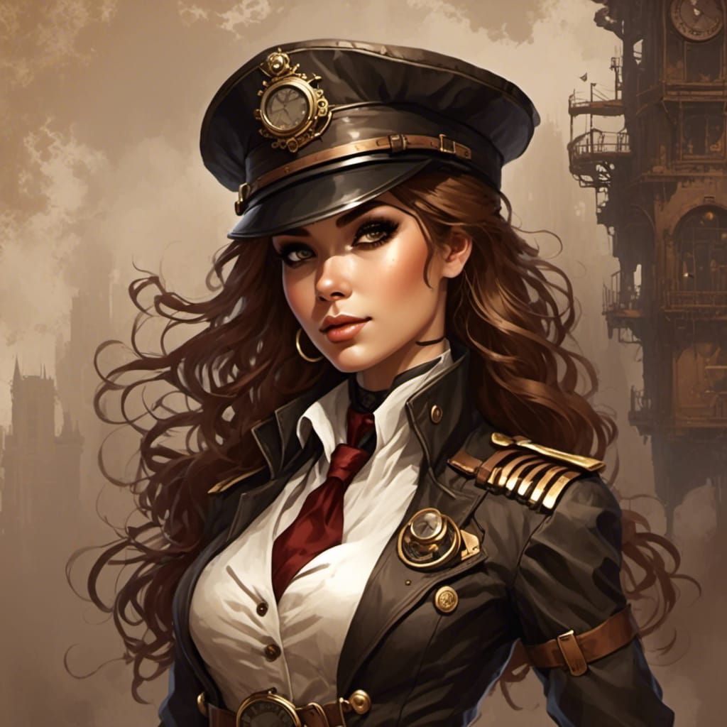 Steampunk Time Traveler Female Officer