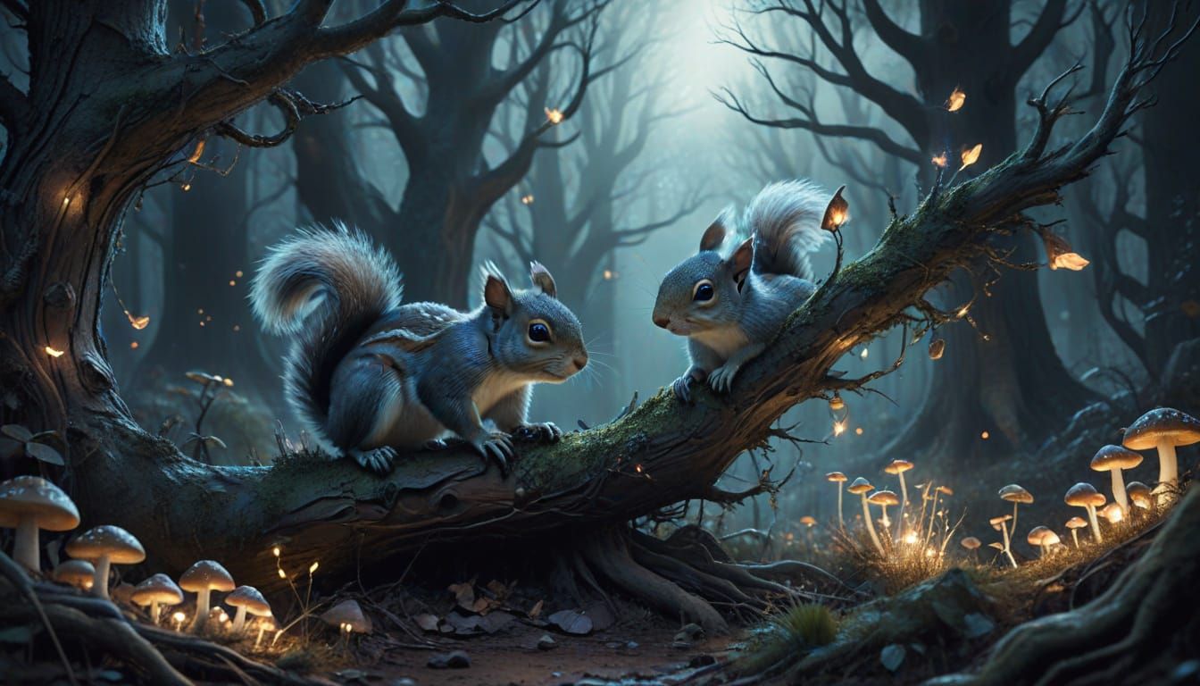 Shadow magic, squirrel witches of the night