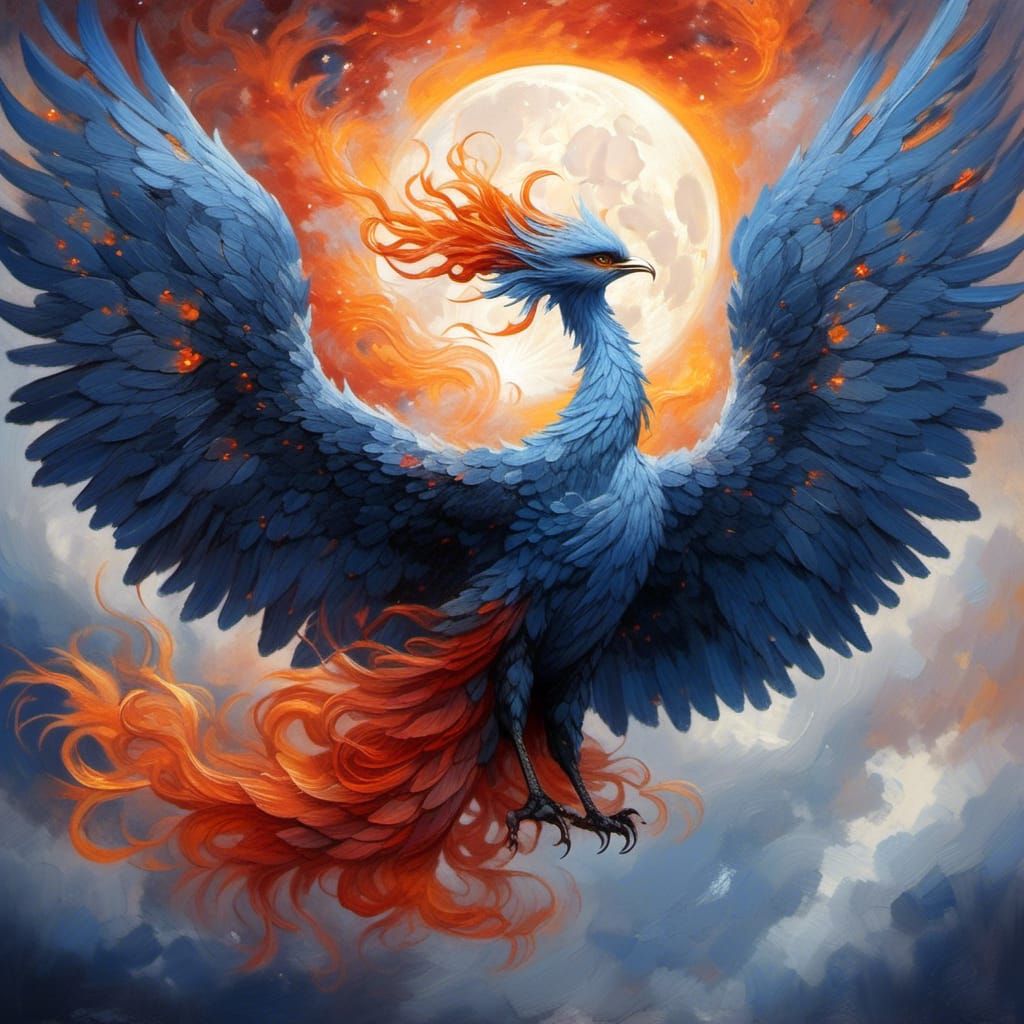 Celestial Phoenix Dance in Ethereal Dreamscape