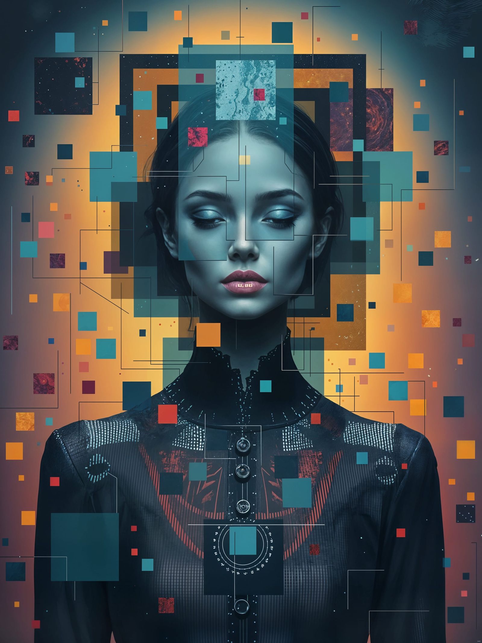 Vibrant Abstract Squares Dance in a Digital Canvas