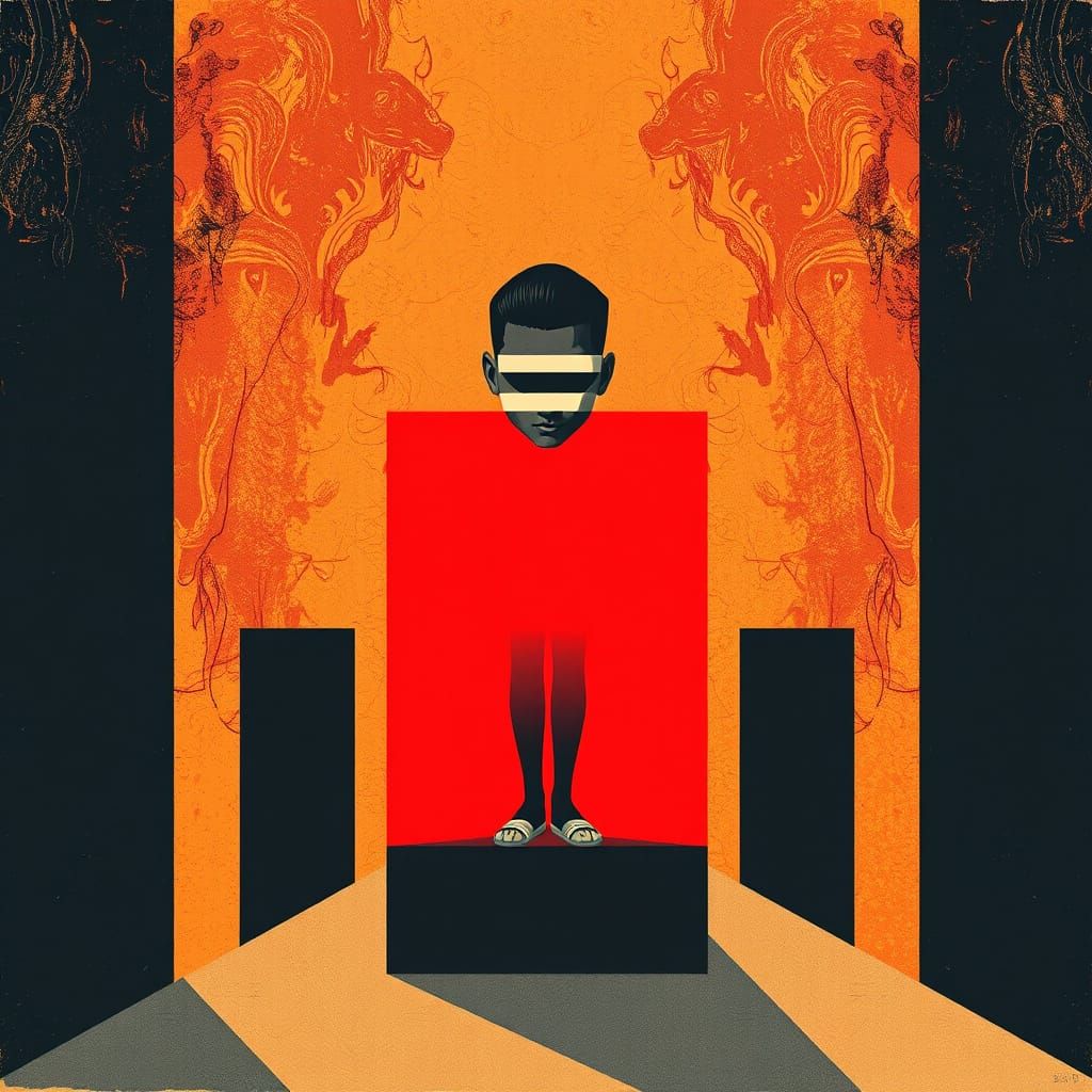 A figure seems to emerge from the mass of paint itself.