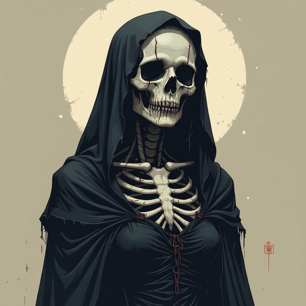 Long Necked Zombie Lady in Horror Style