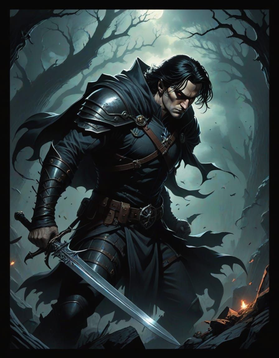 Epic Dark Fantasy Portrait in Comic Book Style