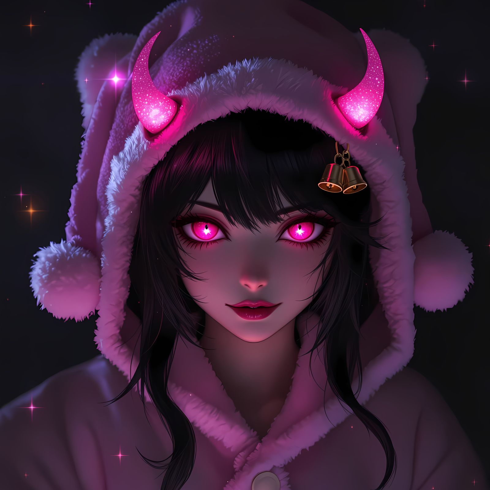 Cute Imp Devil Woman in Pink Pyjamas