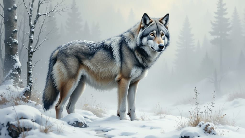 Majestic Wolf Portrait in Soft Dawn Light