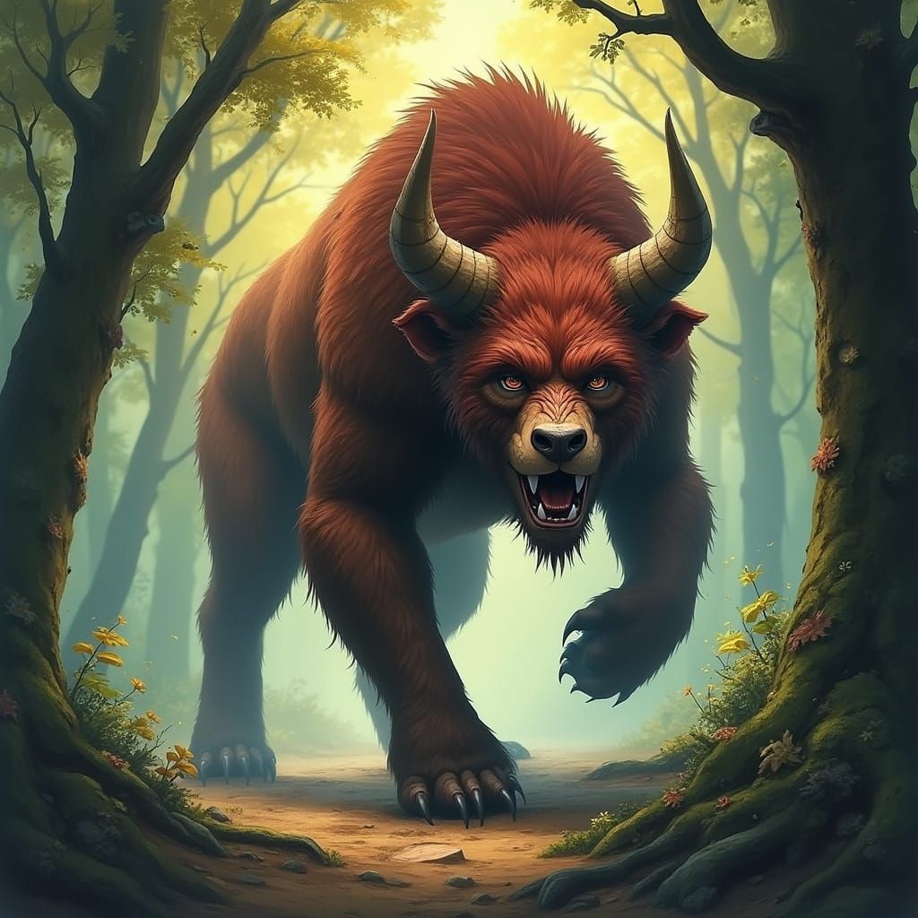 Hyperrealistic Beast in Colorful Digital Art Style