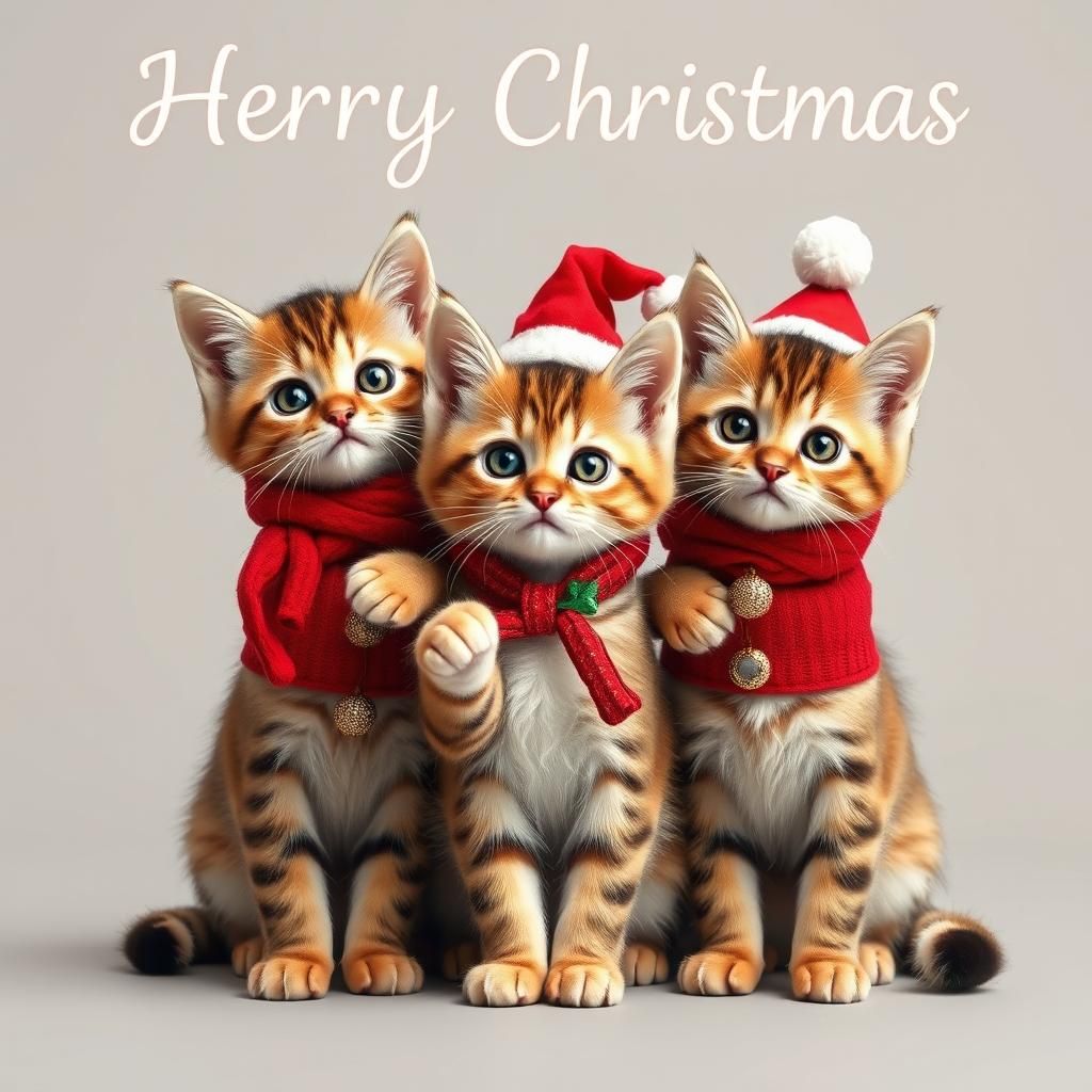 Festive Christmas Kittens in Holiday Attire