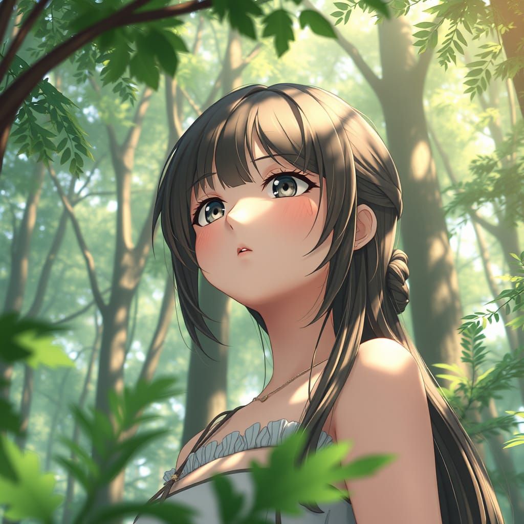 A Girl in a Forest Oasis, 3D Anime Art