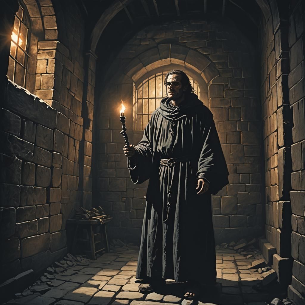 Dark Fantasy Prisoner in Medieval Jail Cell