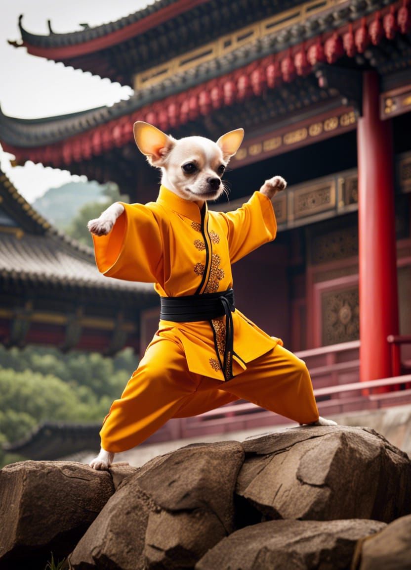 Shaolin Chihuahua Kung Fu in Chinese Temple