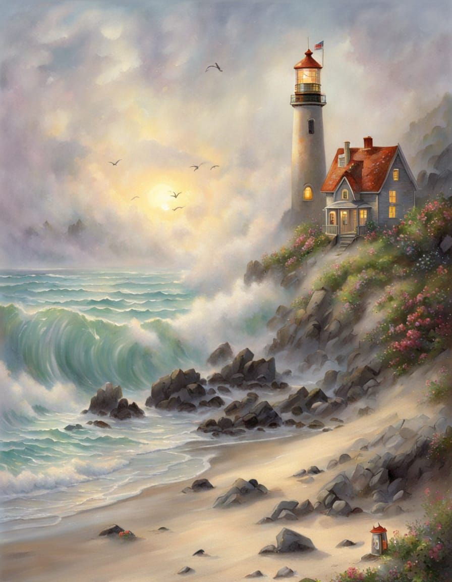 Miniature Lighthouse Scene in a Bottle