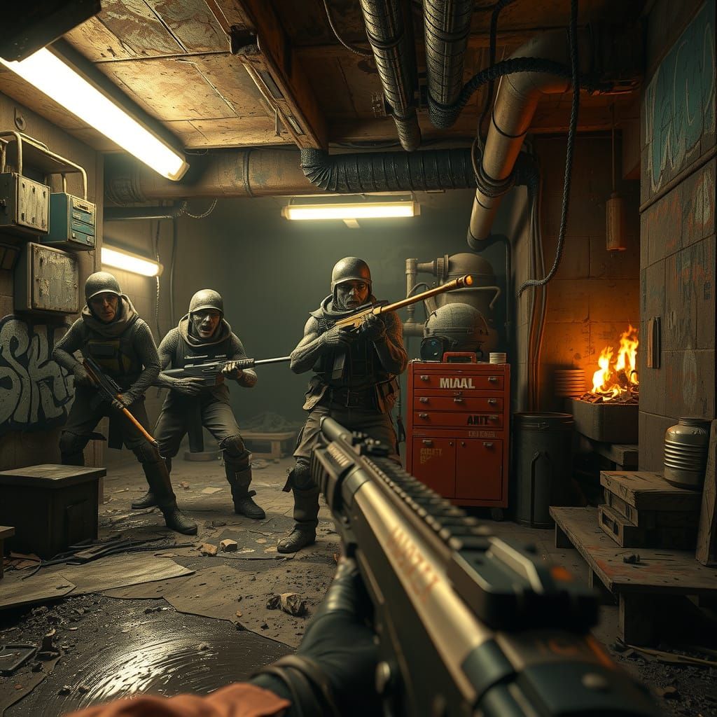 Post-Apocalyptic Bunker Showdown in Unreal Engine Style