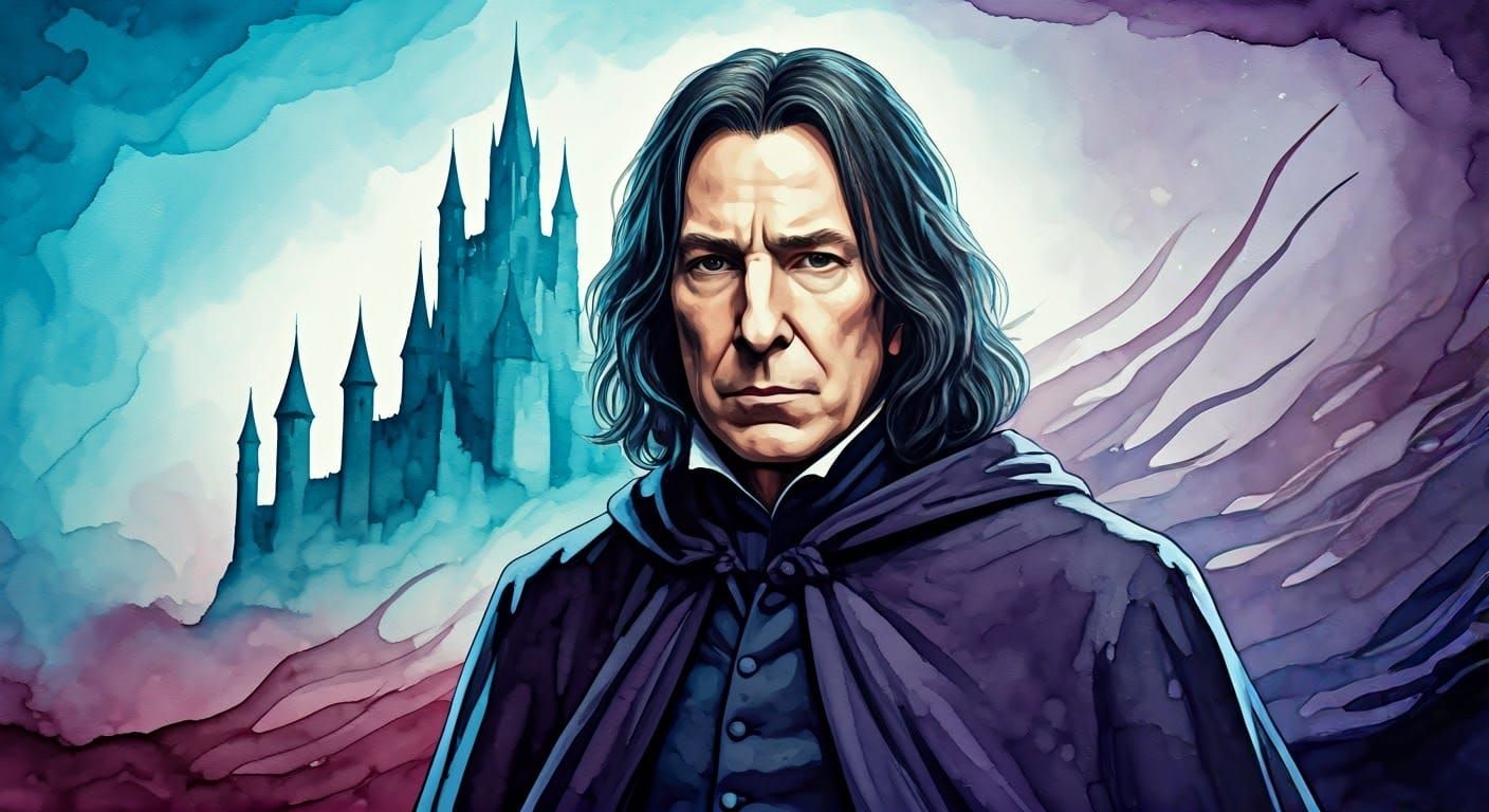 Severus Snape Portrait in Alcohol Ink Style