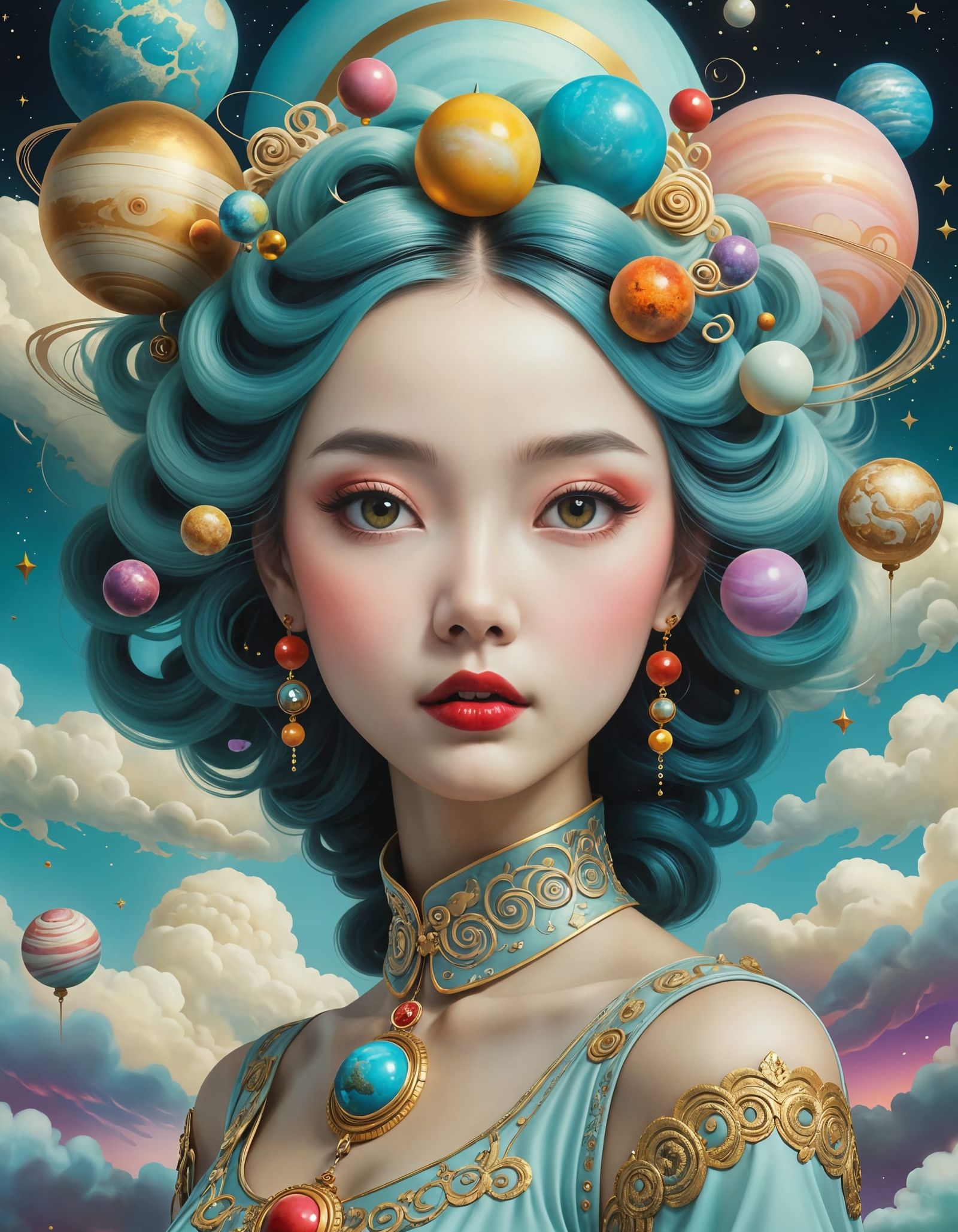 Planetary Woman: A Surreal Pop Art Portrait