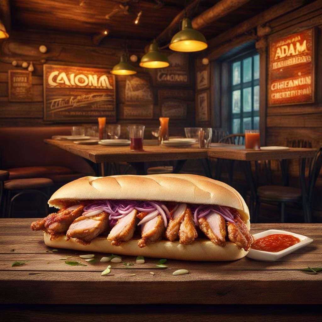 Chicken Shawarma in Italian Bread, Detailed Matte Painting