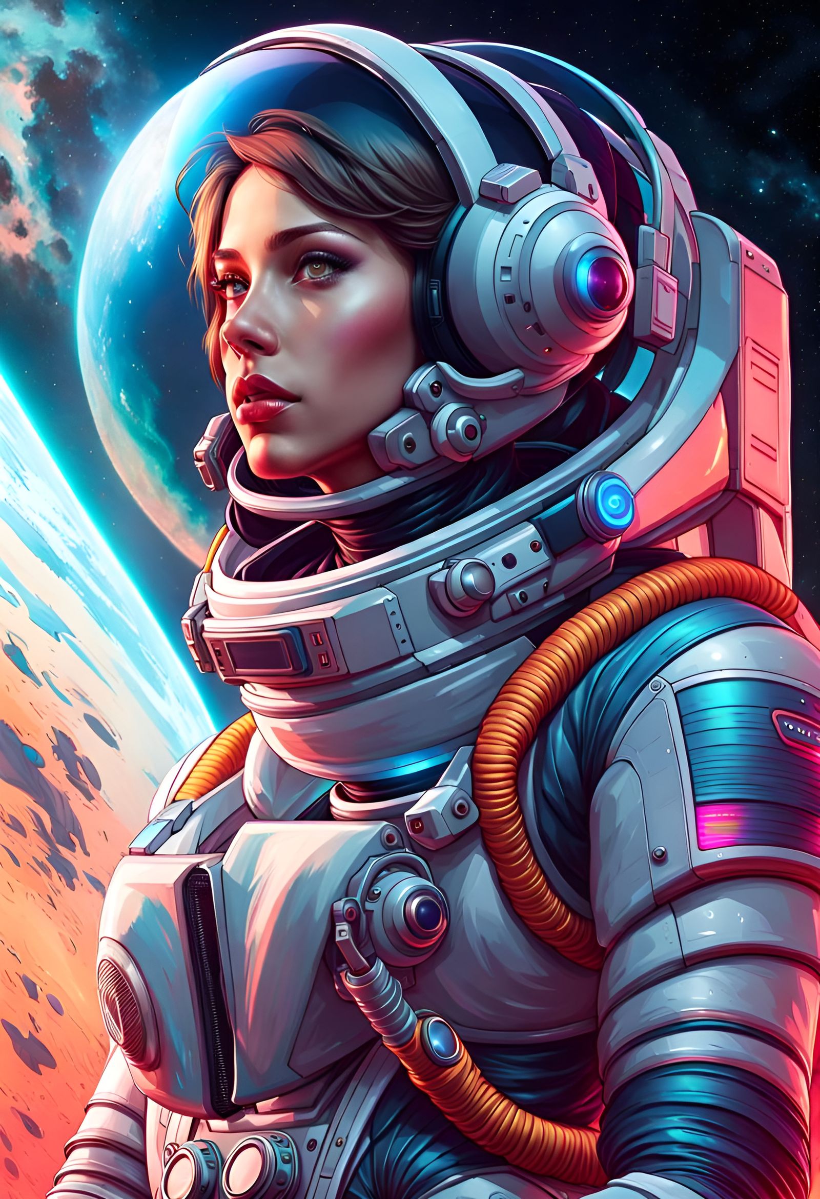 Alien Astronaut Portrait in Hyperdetailed Digital Art