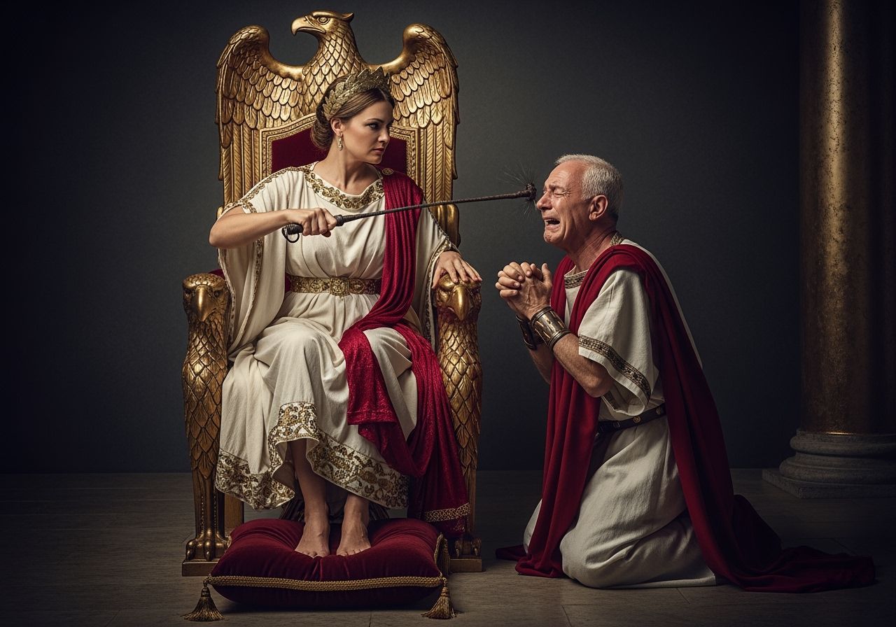 Stern Roman Empress on Eagle Throne, Professional Photograph...