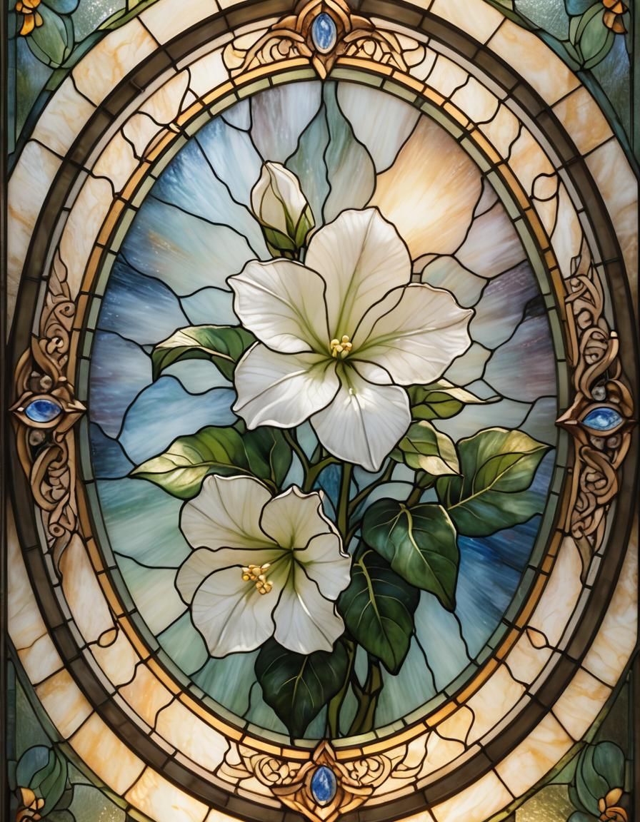 Ethereal Gloxinia Stained Glass Art