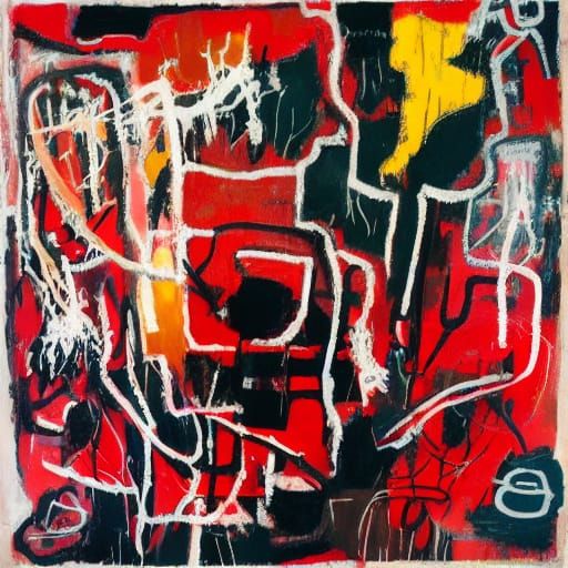 Expressionist Faces and Symbols in Mixed Media Art